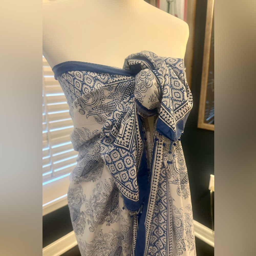 CALYPSO PAREO NWOT! GORGEOUS! NEVER WORN! beaded trim O/S MOVING SALE! $25 OBO - Picture 2 of 15
